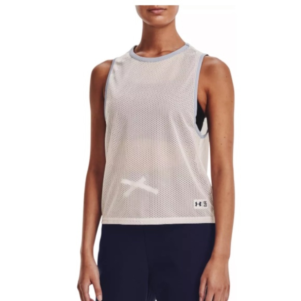 Under Armour Women's Mesh Tank Top in White and Black